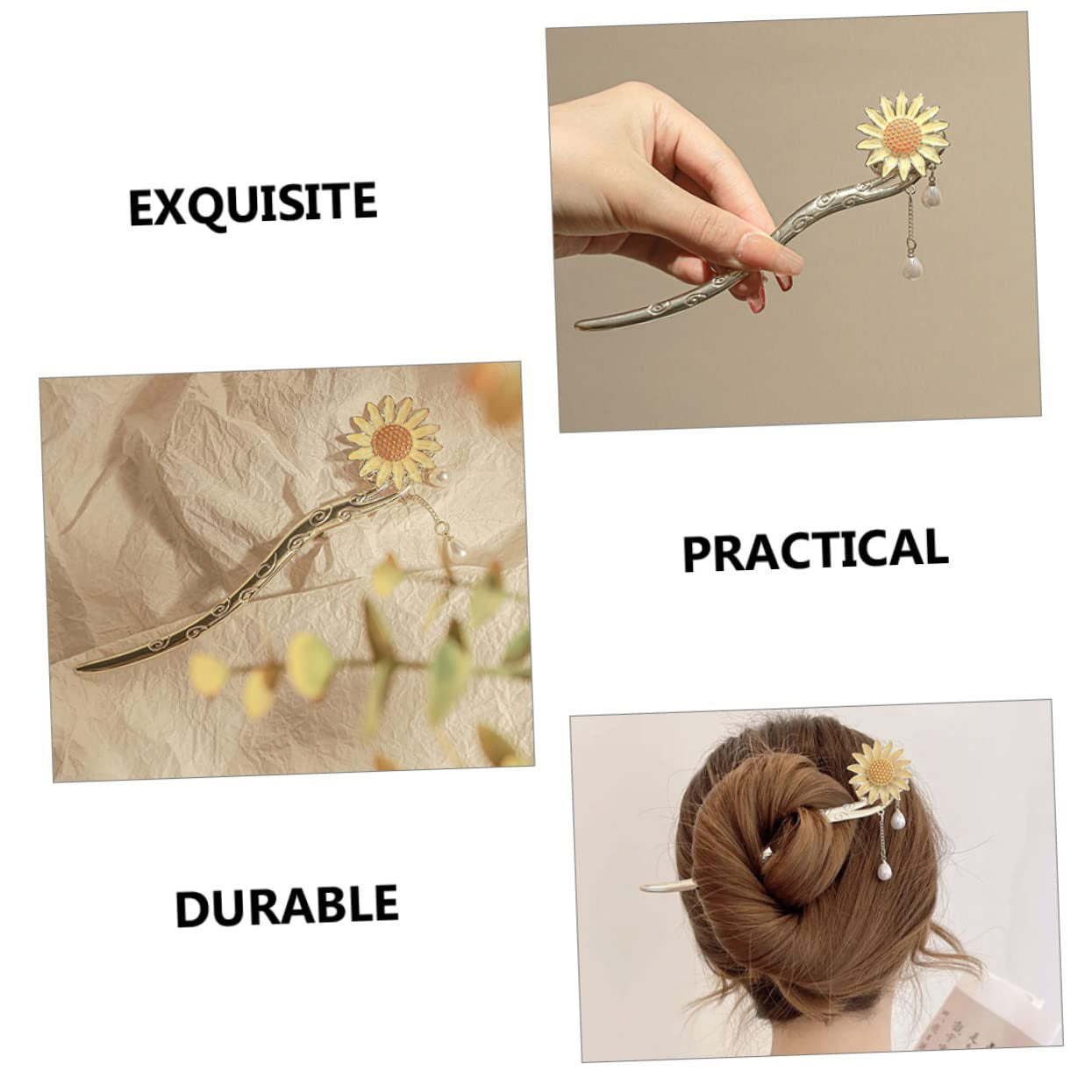 Daisy Hair Accessory Vintage Hair Accessories Sunflower Hair Clip Hair Ornaments for Women Japanese Hair Chopsticks Sunflower Hair Dangle Hair Pin Dangle Hair Sticks