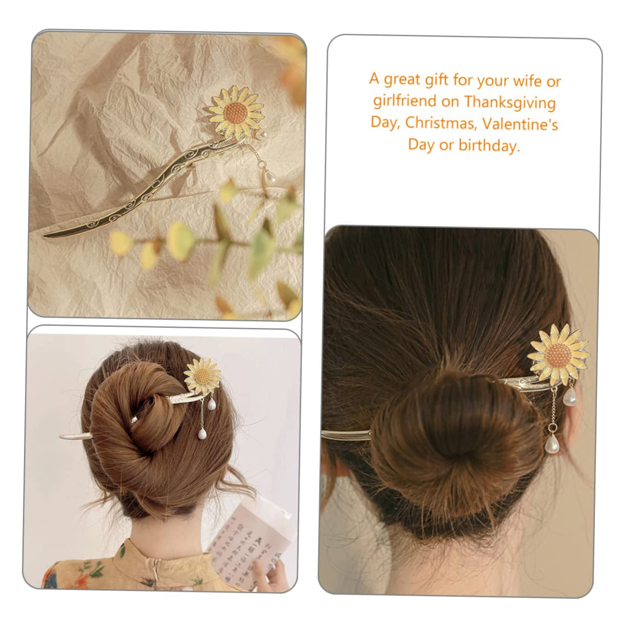 Daisy Hair Accessory Vintage Hair Accessories Sunflower Hair Clip Hair Ornaments for Women Japanese Hair Chopsticks Sunflower Hair Dangle Hair Pin Dangle Hair Sticks