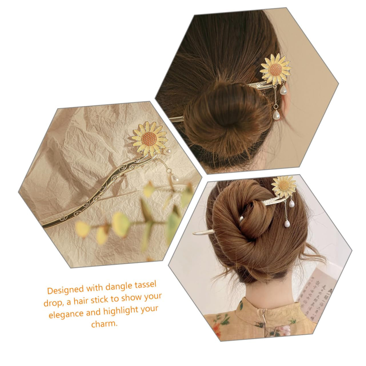 Daisy Hair Accessory Vintage Hair Accessories Sunflower Hair Clip Hair Ornaments for Women Japanese Hair Chopsticks Sunflower Hair Dangle Hair Pin Dangle Hair Sticks