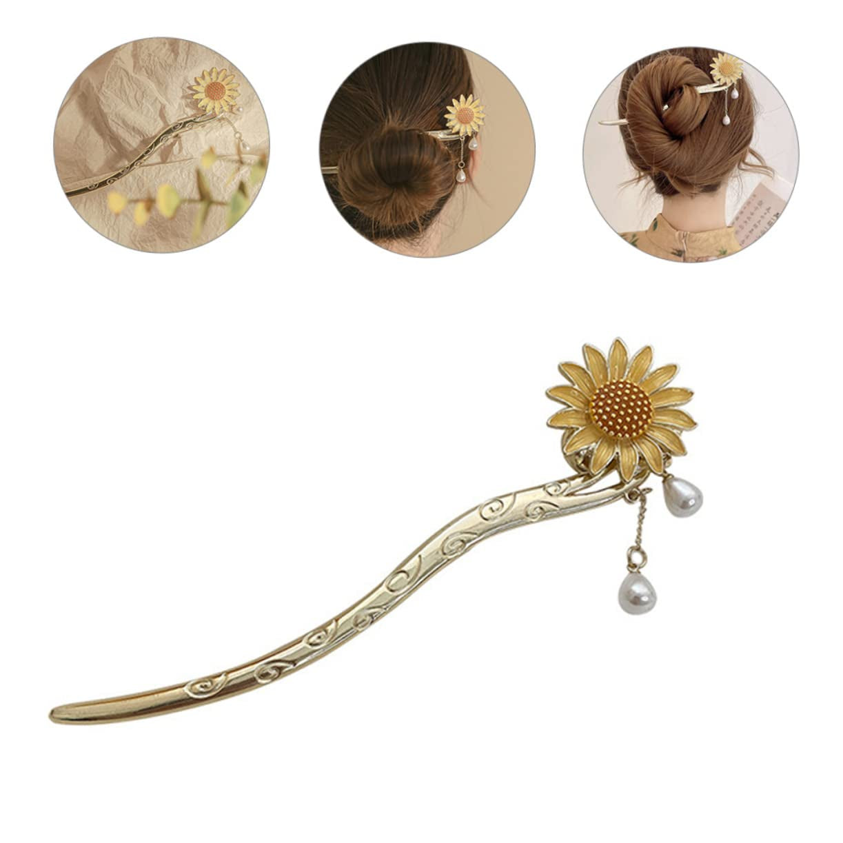 Daisy Hair Accessory Vintage Hair Accessories Sunflower Hair Clip Hair Ornaments for Women Japanese Hair Chopsticks Sunflower Hair Dangle Hair Pin Dangle Hair Sticks