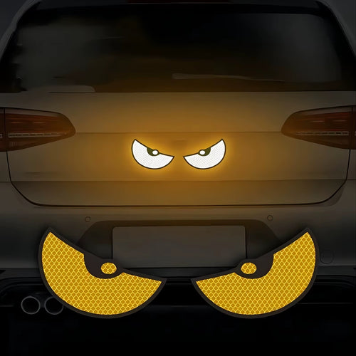 2Pcs Car Demon Eye Reflective Stickers Motorcycle Improve Vehicle Visibility at Night and Driving Safety