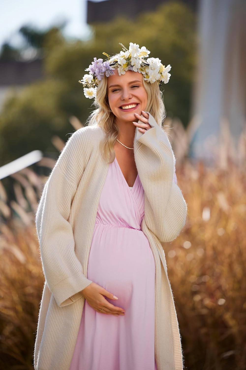 3 in 1 Labor/Delivery/Hospital Gown Maternity Dress Nursing Nightgown Sleepwear for Breastfeeding, Light Pink, Small